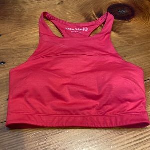 OUTDOOR VOICES XS Free Crop Red/Pink Striated Bra Top Tank Padded Racerback